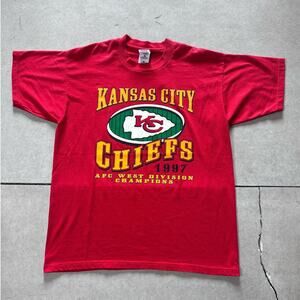 1997 Vintage Kansas City Chiefs AFC West Champs Red T Shirt Size L